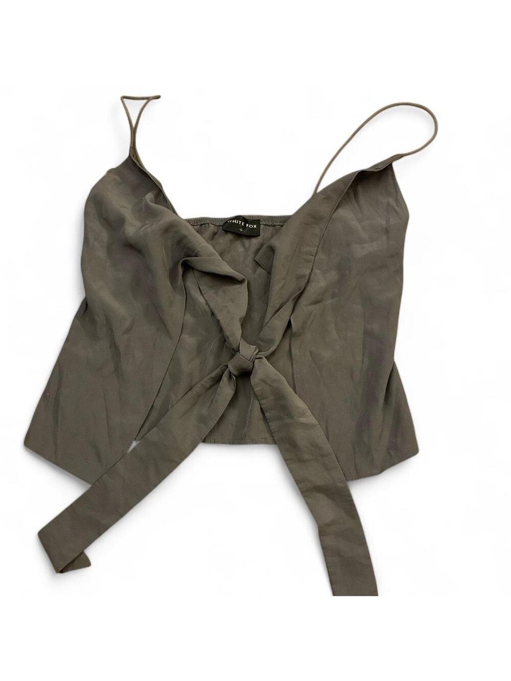 White Fox crop top with tie front detail women small S